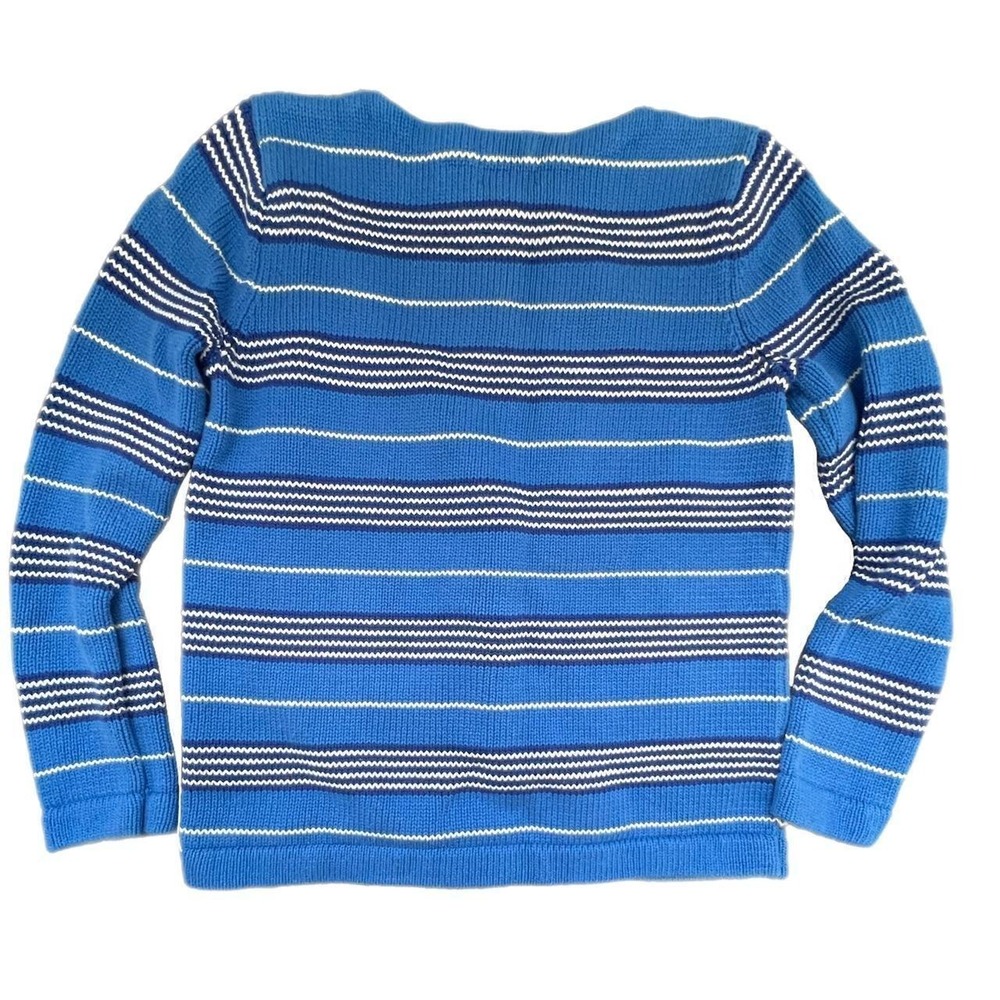 Lauren Ralph Lauren Sweater Blue White Striped Nautical Cotton Knit M